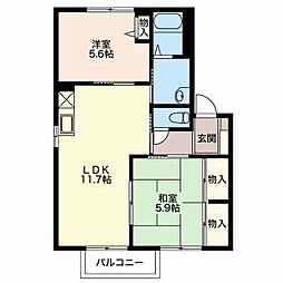 リバーウエストD 2LDKの間取図画像