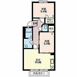 グランメールイトウB 2DKの間取図画像