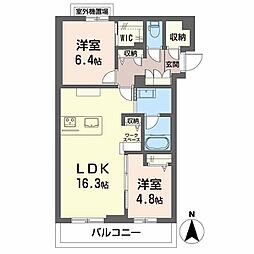 リオリエントスティール 2LDKの間取図画像