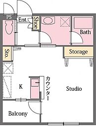 アルベージュ ワンルームの間取図画像
