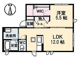 ドゥ・カショーエプ 1LDKの間取図画像