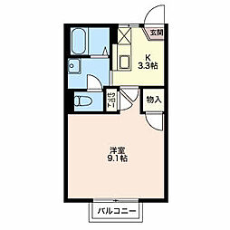 フレグランスステーションA 1Kの間取図画像