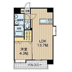 八王寺ツインタワーウエスト 1LDKの間取図画像