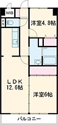 リバーサイド25 2LDKの間取図画像