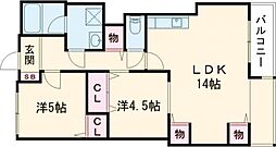 シャルムヒメゴー 2LDKの間取図画像