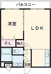 ハッピースウィング 1LDKの間取図画像
