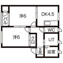 サンアイリス 2DKの間取図画像