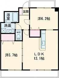 クロノス30新町2 2LDKの間取図画像