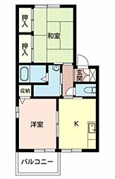 ウエストサイドコートB棟 2Kの間取図画像