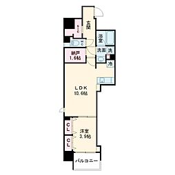 アーバネックス堺筋本町 1SLDKの間取図画像