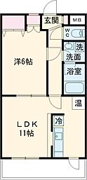フォルトゥーナ桜 1LDKの間取図画像
