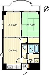 エクセランド旭町 2DKの間取図画像