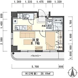 マインド祐 1Kの間取図画像