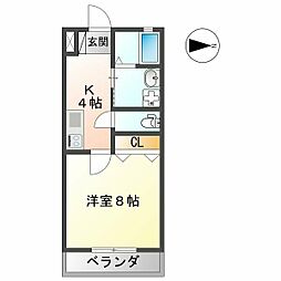 PRIME天王 1Kの間取図画像