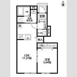 一宮市小信中島アパート 1LDKの間取図画像