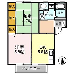 ディアス諸江 2DKの間取図画像