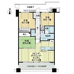 サーパス道後公園南 3LDKの間取図画像
