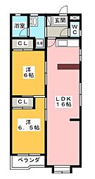 パーク・ハイツ 2LDKの間取図画像