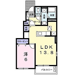 ラフレシールC 1LDKの間取図画像