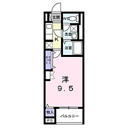 カーサ コロレ 1Kの間取図画像