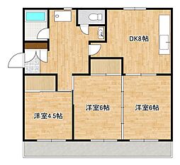 大田マンション 3DKの間取図画像