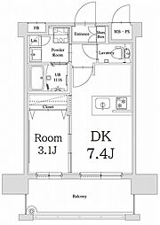 エンクレスト天神GLEE 1DKの間取図画像