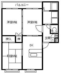 ヴィラ・コート 3DKの間取図画像