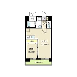 スカイオン本町 1LDKの間取図画像