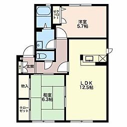 エトワール烏田3 2LDKの間取図画像