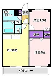 レジデンスJOY2 2DKの間取図画像