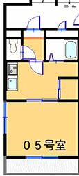 リバーパレス浜田 1Kの間取図画像
