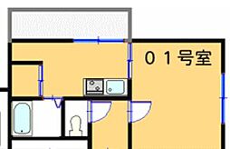 リバーパレス浜田 1Kの間取図画像