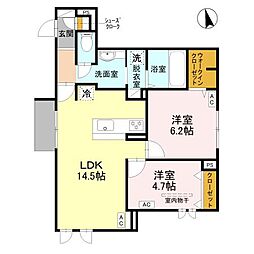 シュトラール鳳 2LDKの間取図画像