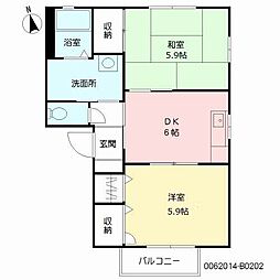 グリーンパレスSB 2DKの間取図画像