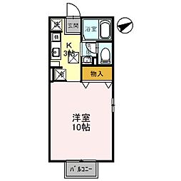 ヴェルドミールB棟 1Kの間取図画像