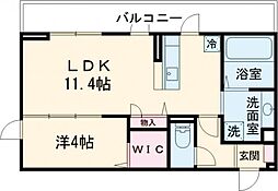 イーストプレイス須屋 1LDKの間取図画像