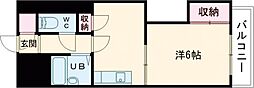 シャトレビル 1DKの間取図画像