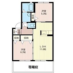 プランドール 2LDKの間取図画像