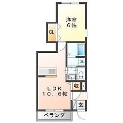 ミーテピアヌーラB 1LDKの間取図画像