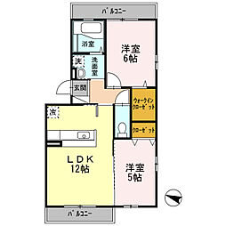 グランドゥール1 2LDKの間取図画像