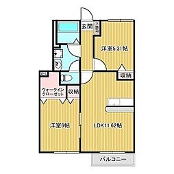 ミレニアム・サンW 2LDKの間取図画像