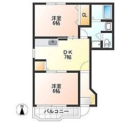 スイートシーズン1 2DKの間取図画像