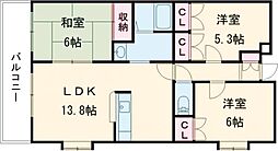 カンフォート 3LDKの間取図画像