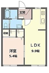 エーデルハイム 1LDKの間取図画像
