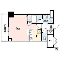 パークソレイユ弐番館 ワンルームの間取図画像