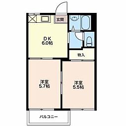 タウニイ88B 2DKの間取図画像