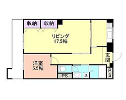 ハイツカドゼン 1LDKの間取図画像