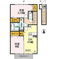 ジュネス一本木B 2DKの間取図画像