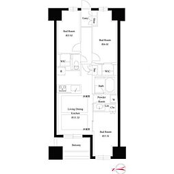 プレシス八王子レグリオ 3LDKの間取図画像