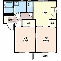 ディアス・上杉A 2Kの間取図画像
